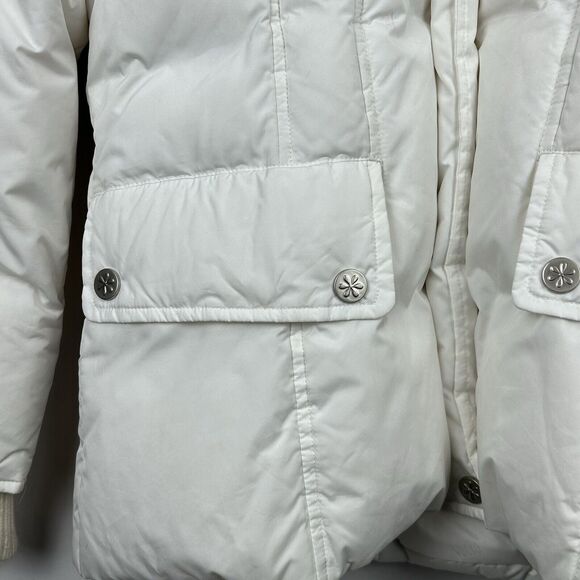 VEEKO Women's Medium 36 Goose Down Puffer Coat Jacket White Collared Pockets - Picture 4 of 16